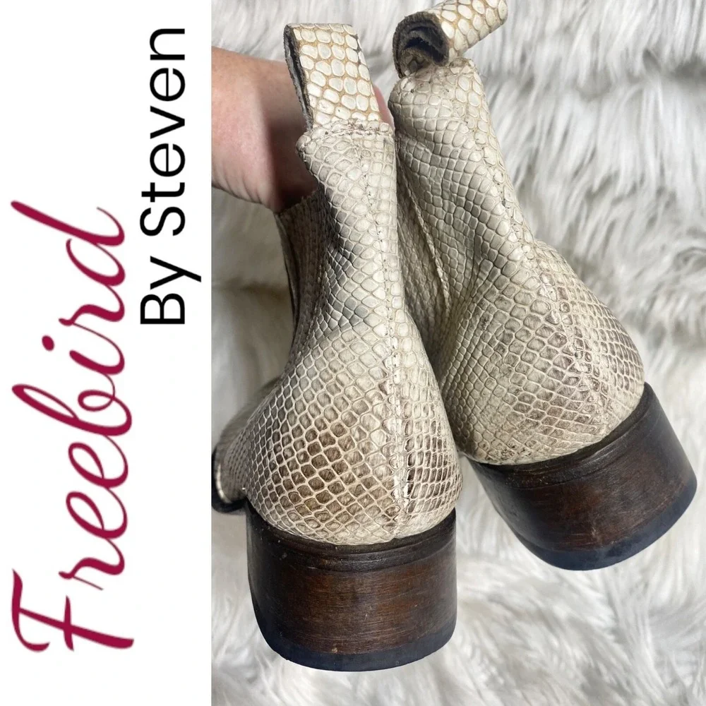 Freebird by Steven Lasso Leather‎ Snakeskin Chelsea Western Booties Women's 6